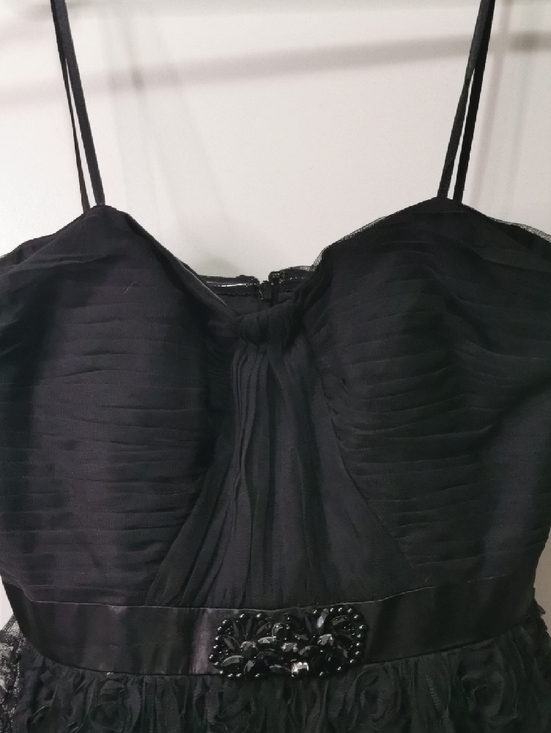 Adrianna Papell Black Strapless A-Line Gown with Beaded Waistband. Crinoline. - Picture 4 of 12